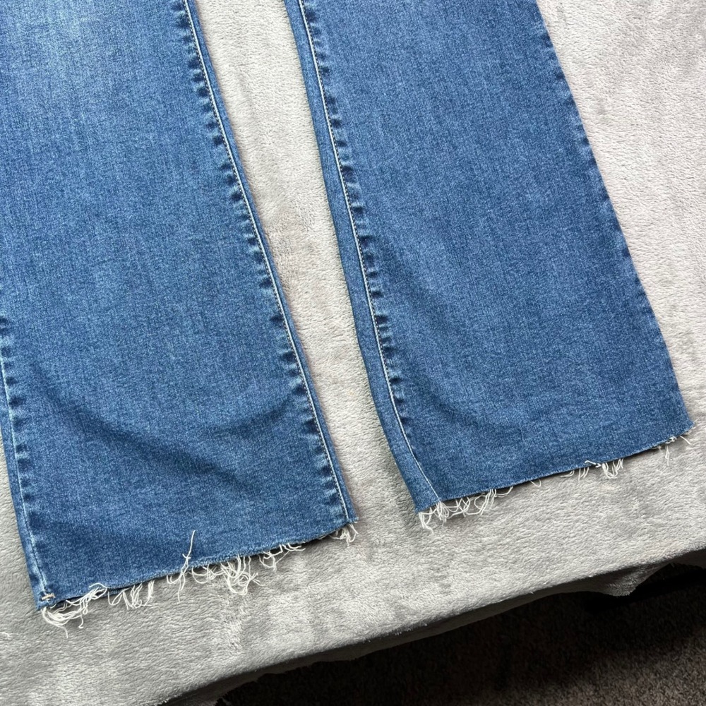 Hidden Jeans Flare Jeans Womens 25 Blue Solid Stretch Raw Hem Patch Pockets - Picture 3 of 14